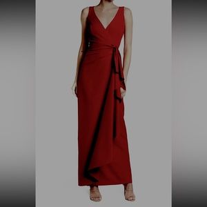 Marina Dress Surplice V-Neck Sleeveless Ruched
Side Drape Ruffle Scuba Gown 12